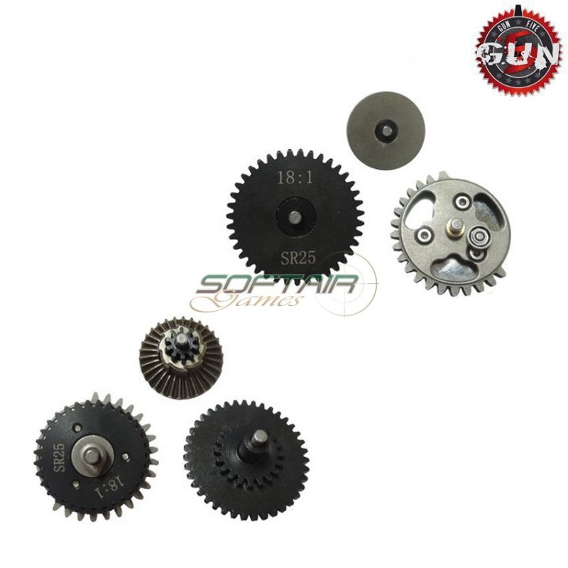 Set Ingranaggi In Acciaio Cnc 18:1 Torque Speed Per Sr25 Aeg Gun Five (gf-cl36)