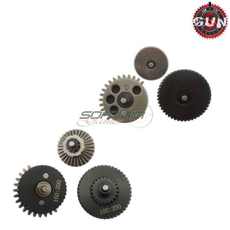 Steel Cnc Gears Set 100:200 Super High Torque For Aeg Gun Five (gf-cl05) Steel Cnc Gears Set 100:200 Super High Torque For Aeg Gun Five (gf-cl05)