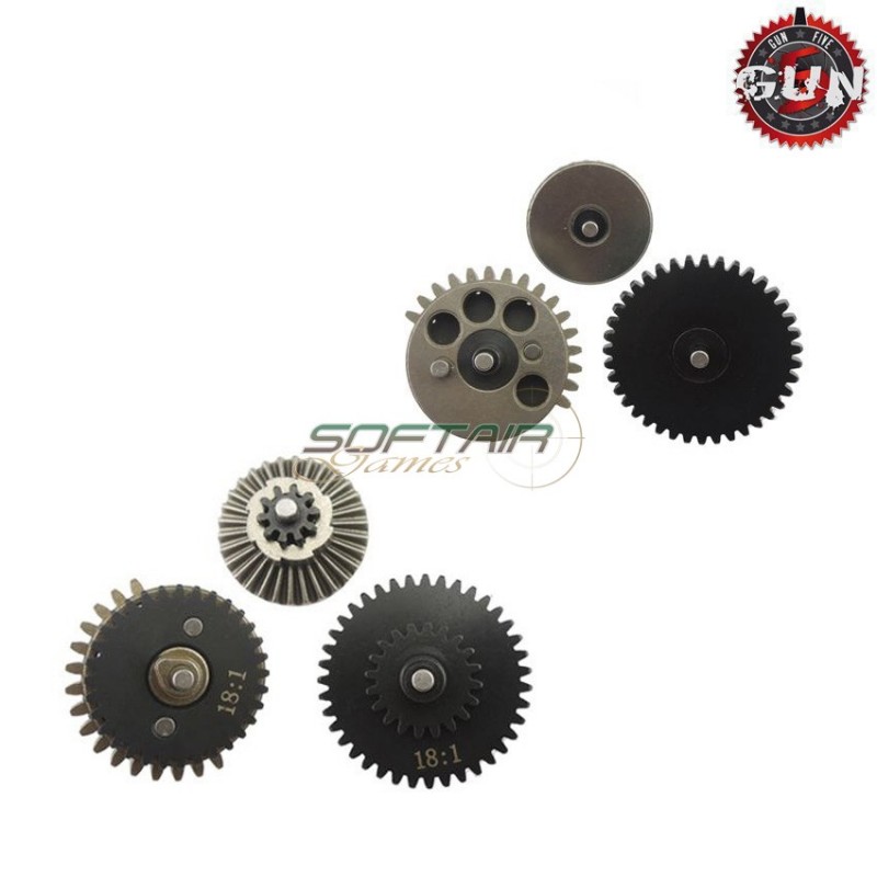 Set Ingranaggi In Acciaio Cnc 18:1 Speed Per Aeg Gun Five (gf-cl03) Set Ingranaggi In Acciaio Cnc 18:1 Speed Per Aeg Gun Five (gf-cl03)