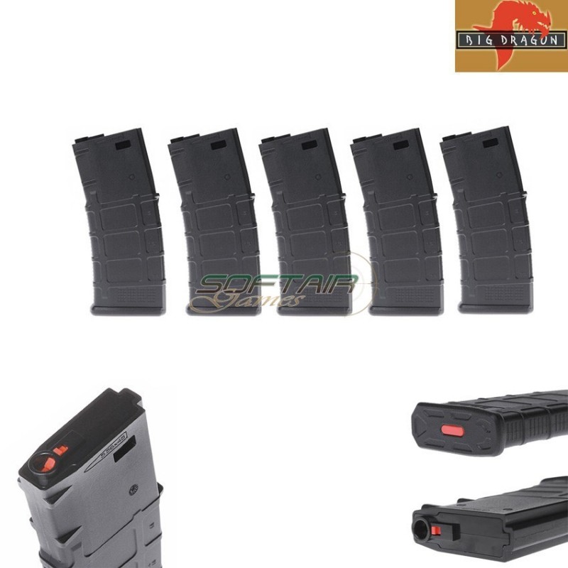 Set 5 Mid-caps Magazines Black New Gen Type 130bb Big Dragon (bd-04252-5)