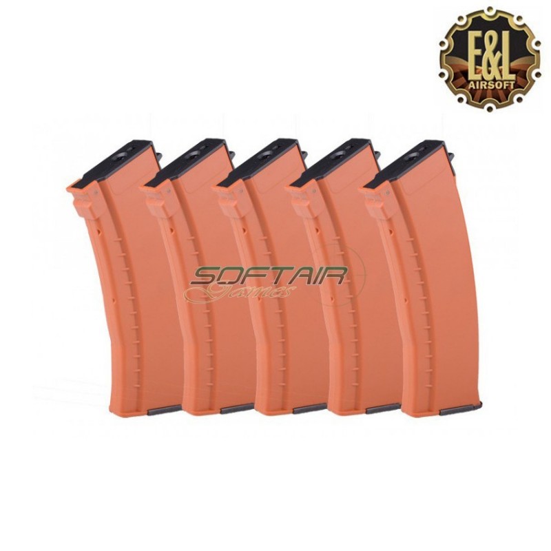 Set 5 Caricatori Monofilari Abs Da 120bb Per Ak74 Orange E&l (el-009736)