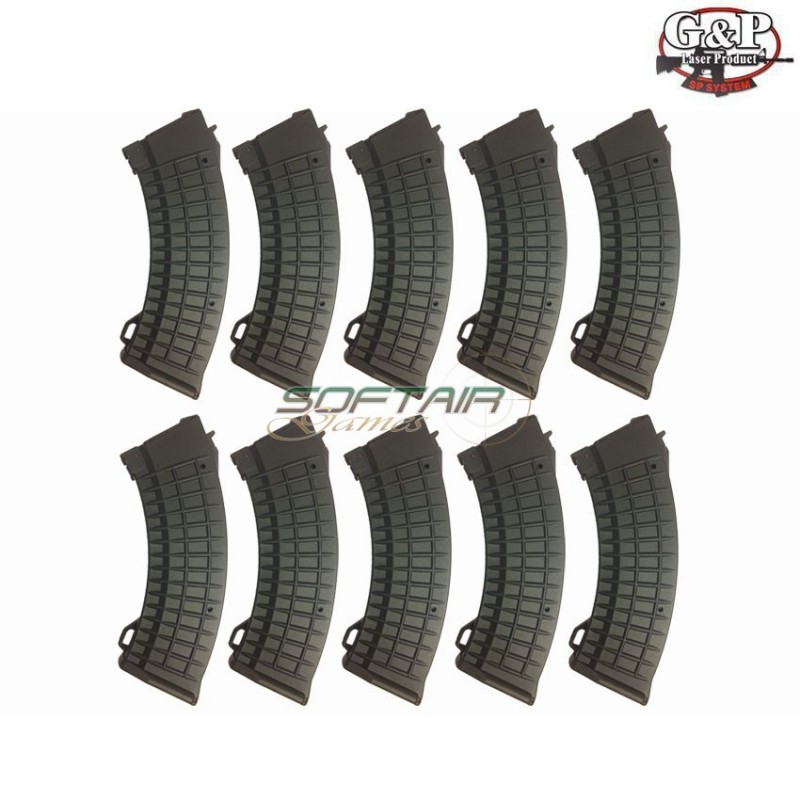 Set 10 Caricatori Waffle Neri Monofilari 150 Bb Ak74 G&p (gp581-p)