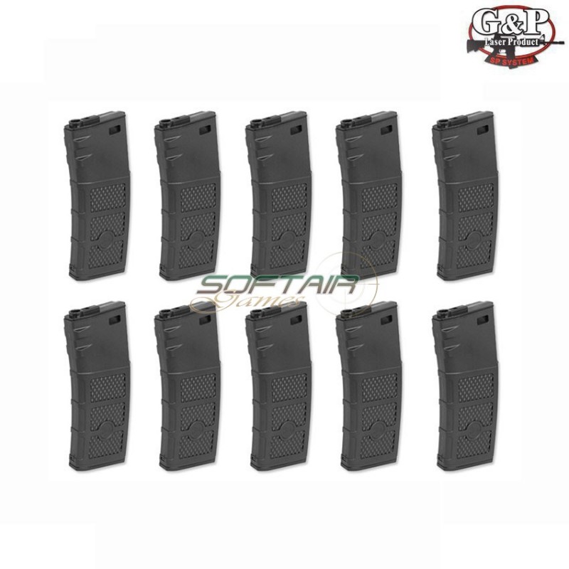 Set 10 Mid-cap Black Magazine 130 Bb M4/m16 G&p (gp-mag007bk/p)