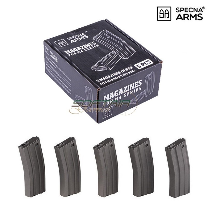 Set 5 Caricatori Monofilari 70 Bb In Metallo Per M4/16 Specna Arms (spe-016310)