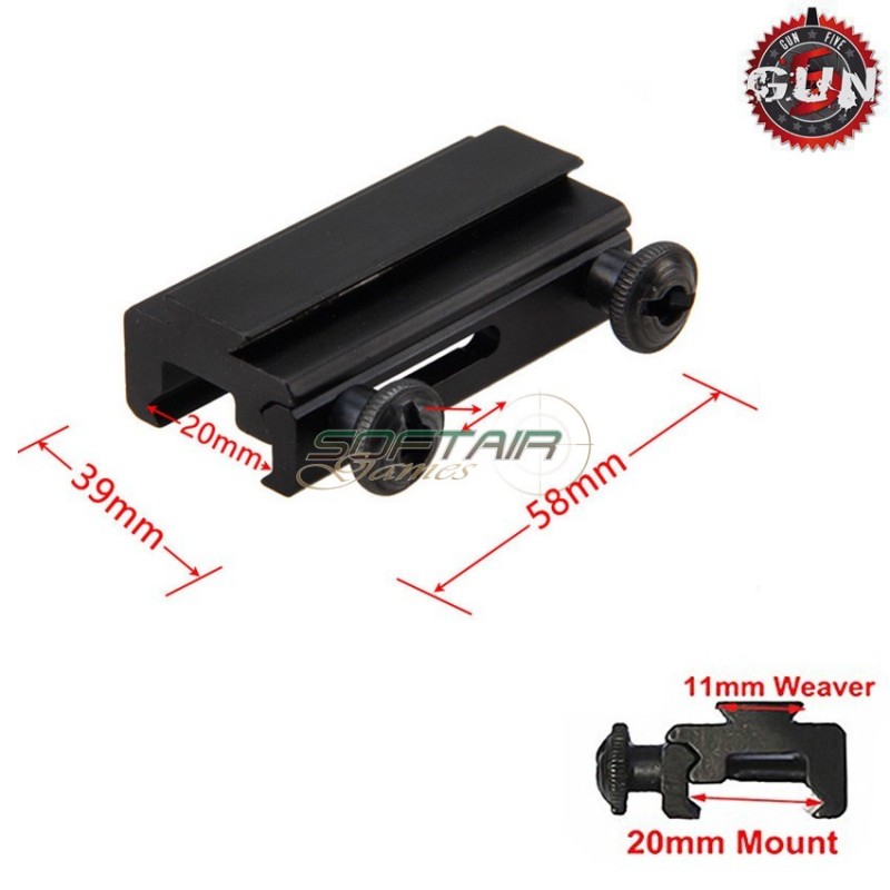Scope/dot Mount Rail From 20mm To 11mm Black Gun Five (gf-4519547)