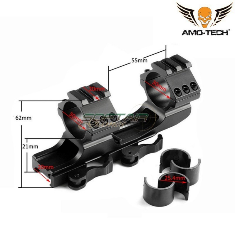 Cantilever Qd Mount Scope For 25.4mm/30mm Black Amo-tech® (amt-832366130-bk)