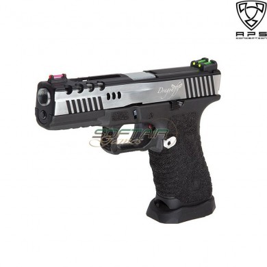 Pistola A Gas Acp Dragonfly D-mod Black Frame & Carrello Silver Aps (aps-dragonfly-t)