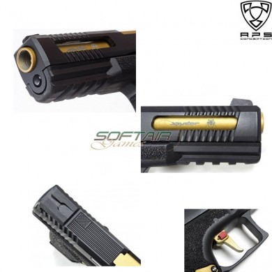 Co2 Pistol Spyder Race Connector D-mod Black & Gold Aps (aps-spyder-bg)