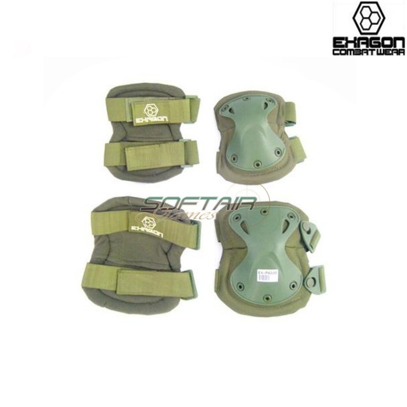  Knee And Elbow Defense Set Green Exagon (ex-pa3od)