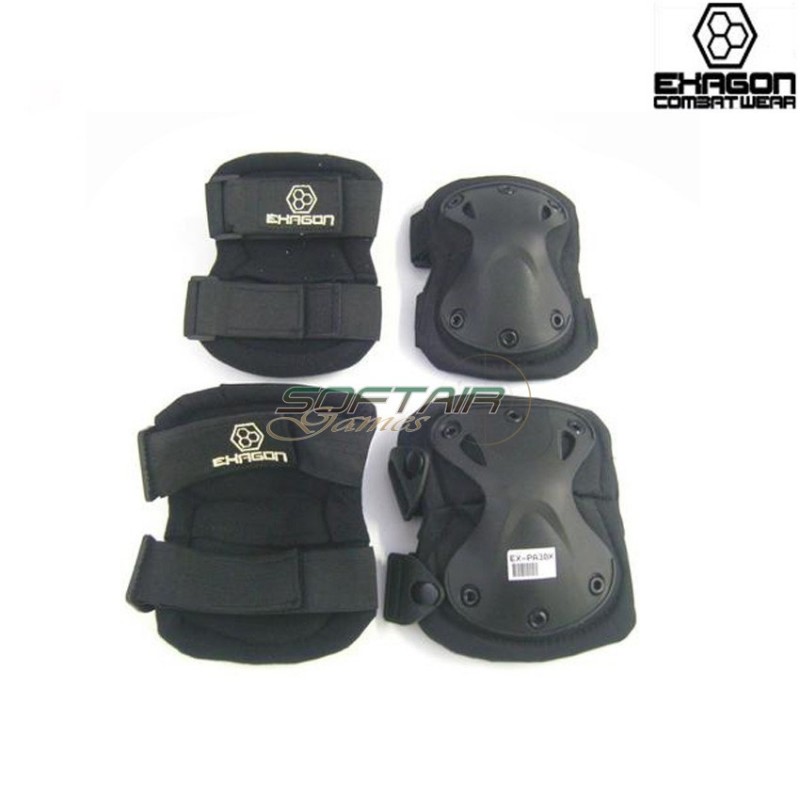 Knee And Elbow Defense Set Black Exagon (ex-pa3bk) Knee And Elbow Defense Set Black Exagon (ex-pa3bk)