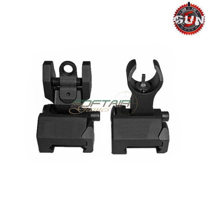 Set Tacche Di Mira Anteriore/posteriore Flip-up Type 1 Black Gun Five (gf-m301-m302)