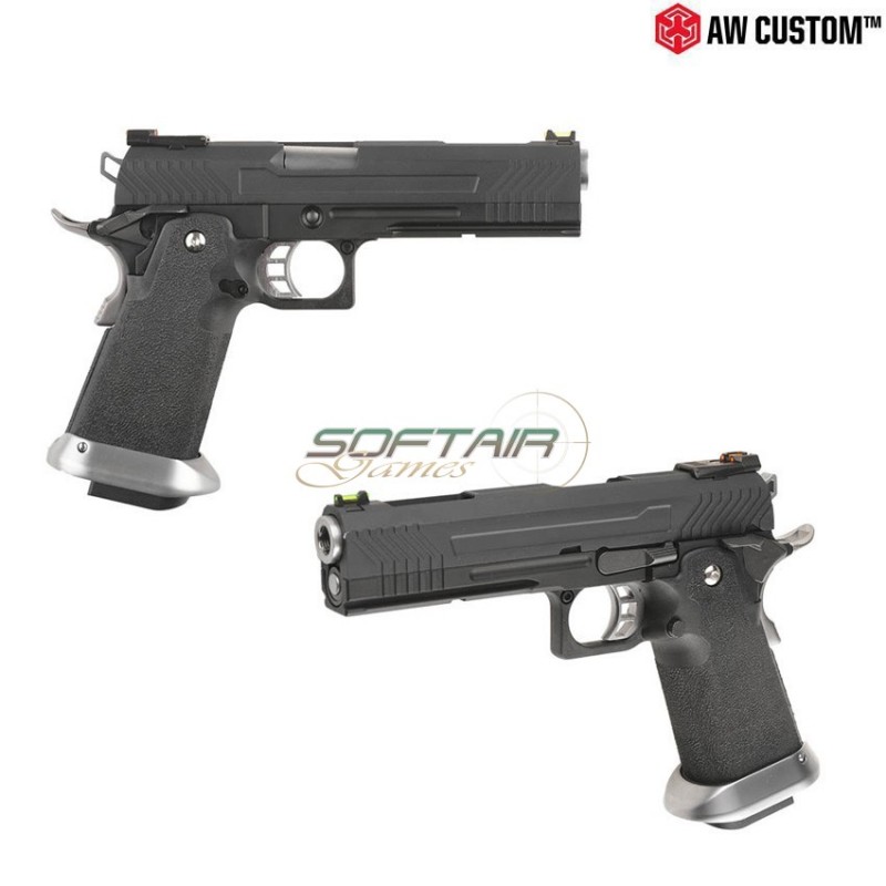 Pistola A Gas Hi-capa Full Black Carrello & Black Frame & Silver Barrel Gbb Armorer Works (aw-110504)