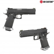 Gas Pistol Hi-capa Full Black Slide & Black Frame & Silver Barrel Gbb Armorer Works (aw-110504)