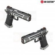 Pistola A Gas Hi-capa Full Silver Carrello & Black Frame Gbb Armorer Works (aw-110503)
