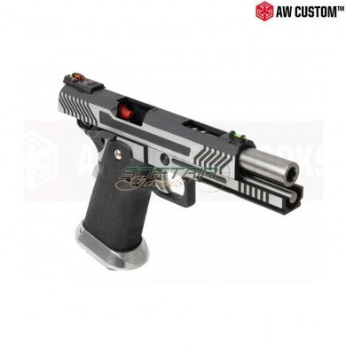 Gas Pistol Hi-capa Full Silver Slide & Black Frame Gbb Armorer Works (aw-110503)