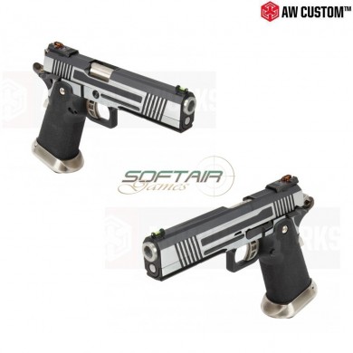 Gas Pistol Hi-capa Split Silver Slide & Black Frame Gbb Armorer Works (aw-110498)