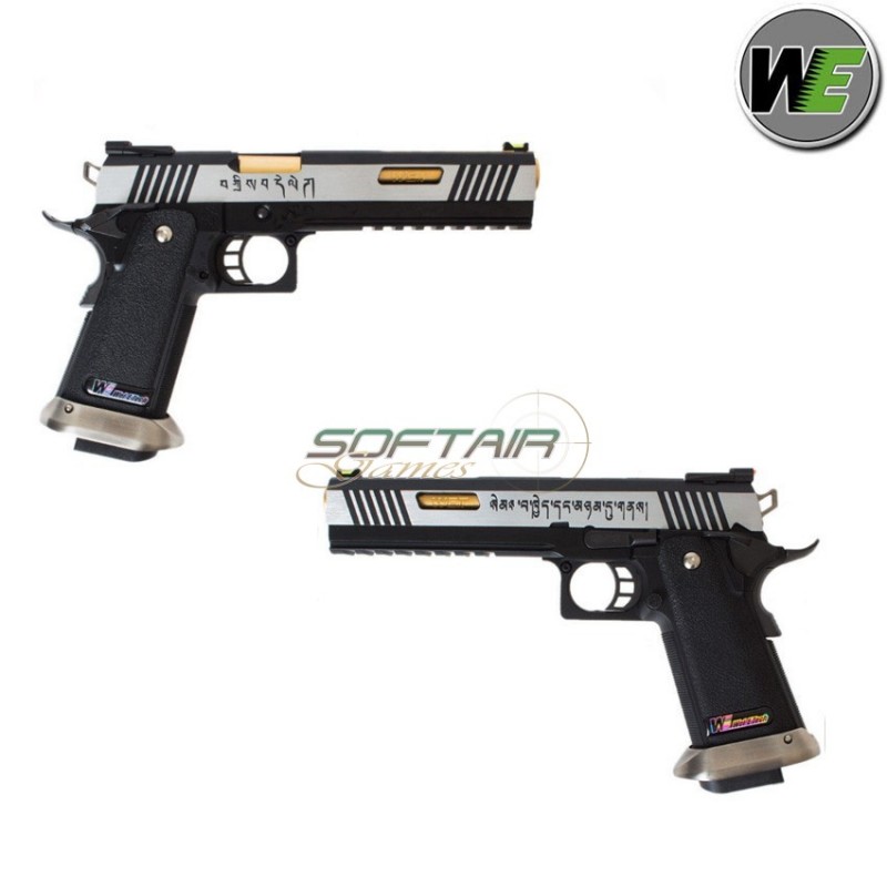 Gas pistol i.rex hi-capa 6" silver + gold barrel We (we-wh18-2tgd)
