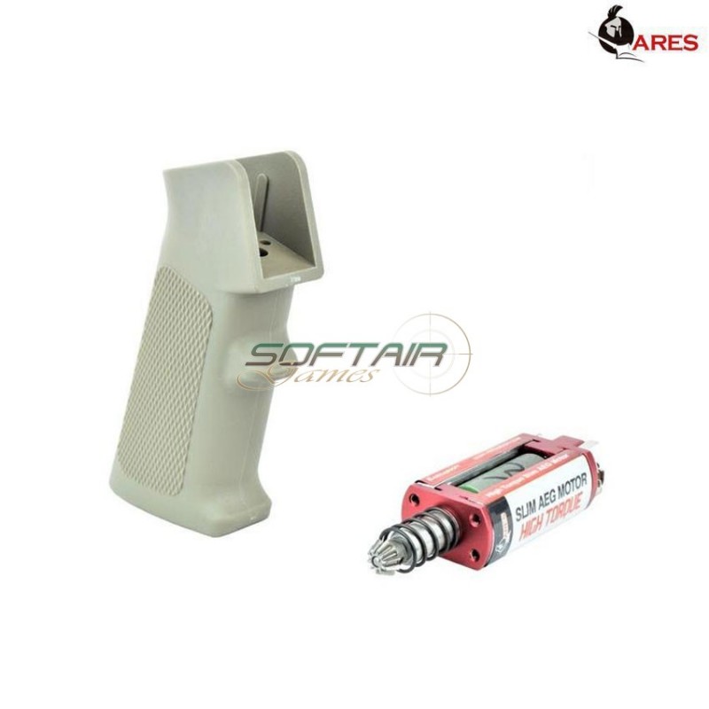 Realistic Series Combo Set Motor Grip Tan Slim + Motor Aeg Long Type Slim High Torque Ares (ar-pgm1-t)