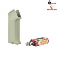 Realistic Serie Combo Set Impugnatura Tan Slim + Motore Aeg Albero Lungo Slim Super High Torque Amoeba Ares (ar-pgm6-t)