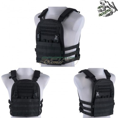 Tactical Avs Style Vest Carrier Black W/panel Frog Industries® (fi-018423-bk)