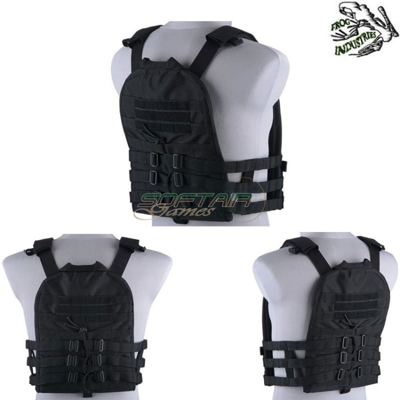 Tactical Avs Style Vest Carrier Black W/panel Frog Industries® (fi-018423-bk)