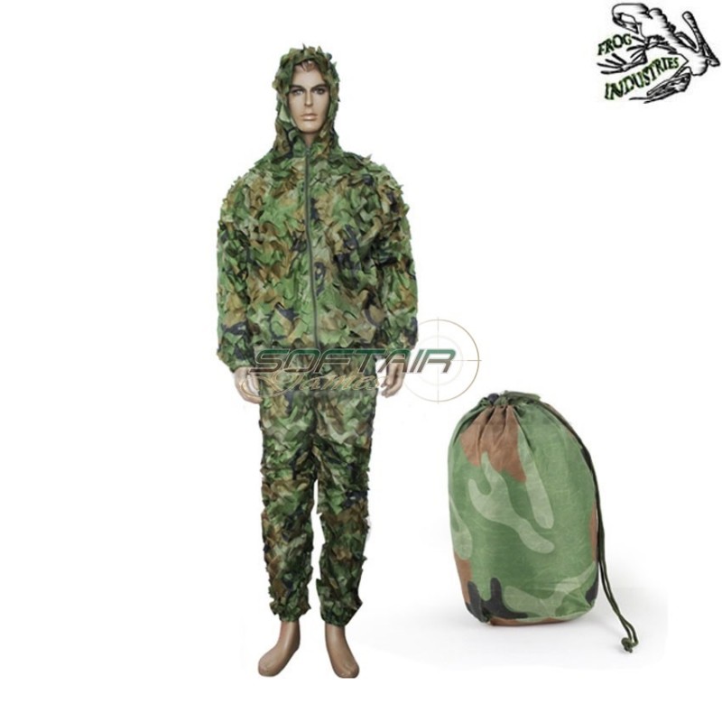 Ghillie Suit Leaflike Camouflage Woodland Frog Industries® (fi-611215) Ghillie Suit Leaflike Camouflage Woodland Frog Industries® (fi-611215)