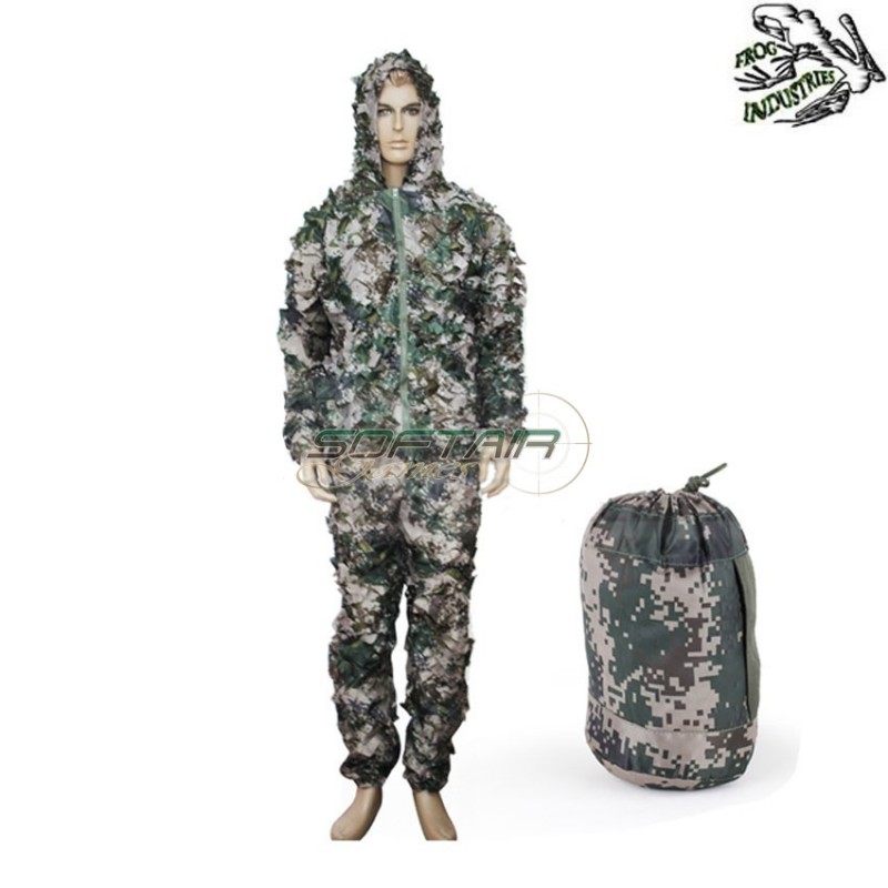 Ghillie Suit Leaflike Camouflage Matte Digital Woodland Frog Industries® (fi-611217) Ghillie Suit Leaflike Camouflage Matte Digital Woodland Frog Industries® (fi-611217)