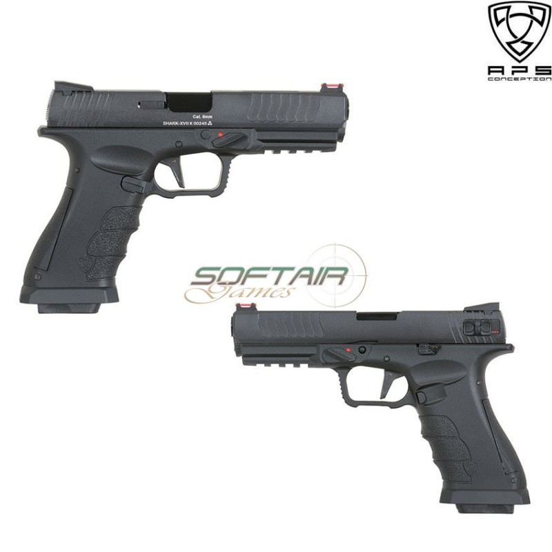 Gas Pistol Shark Full Auto Black Blowback Aps (aps-110658)