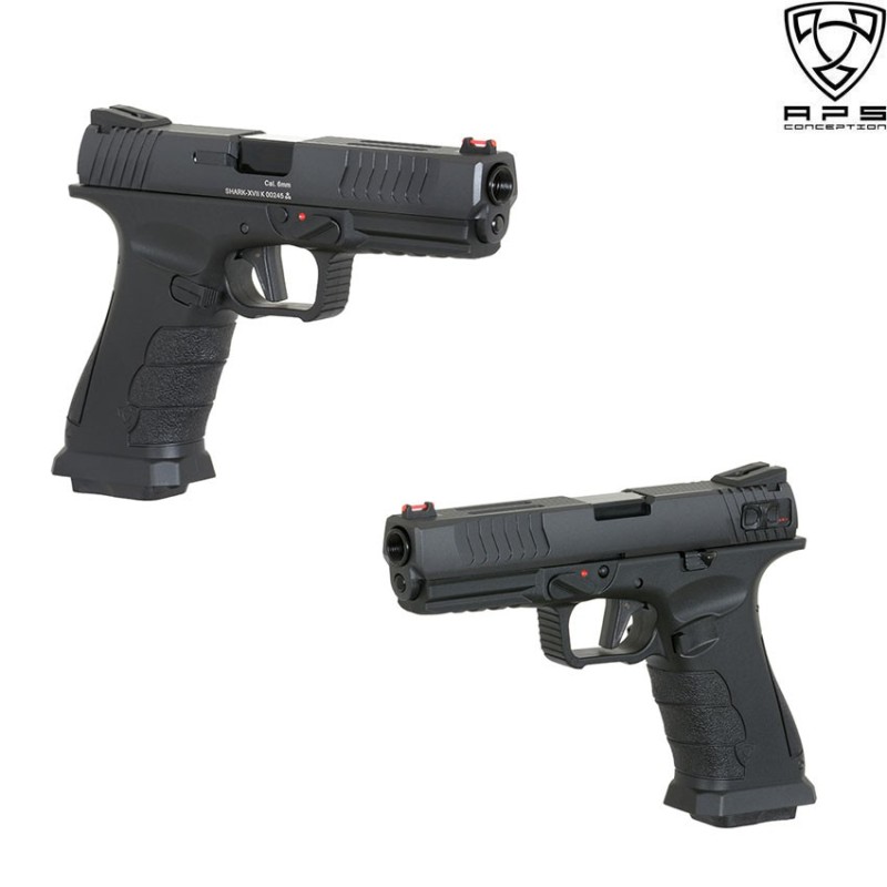 Pistola A Gas Shark Full Auto Black Blowback Aps (aps-110658)