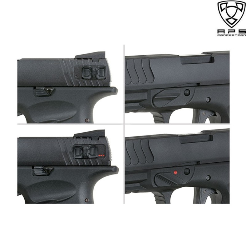 Pistola A Gas Shark Full Auto Black Blowback Aps (aps-110658)