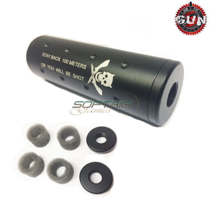 Silenziatore 14mm Cw/ccw Stay Back Pirate Type 110mm Black Gun Five (gf-sil03-bk)