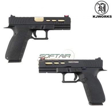 Co2 Pistol Glock Style Kp-13c Custom Black & Gold Barrel Blowback Kjworks (kjw-451022)