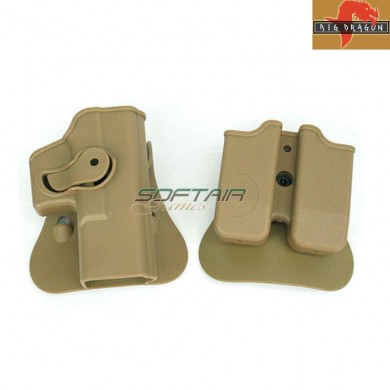 Combo Holster And Holder Mag Imi D. Style Tan For Glock Series Big Dragon (bd6100t)