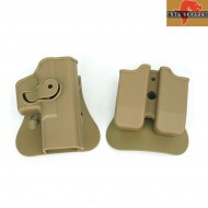Combo Fondina E Porta Mag Imi D. Style Tan Per Glock Serie Big Dragon (bd6100t)