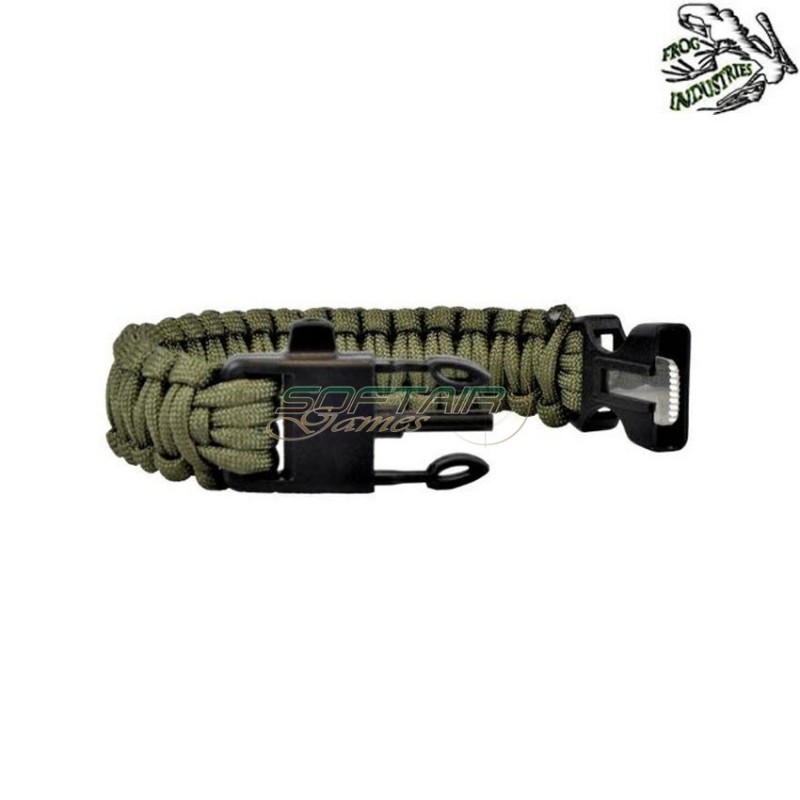 Bracciale Paracord Survival 3 In 1 Verde Frog Industries® (fi-wo-sl42v)