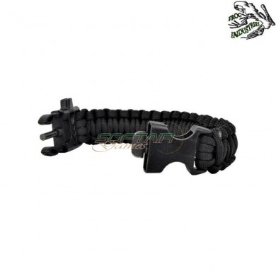 Paracord Bracelet Survival 3 In 1 Black Frog Industries® (fi-wo-sl42b)