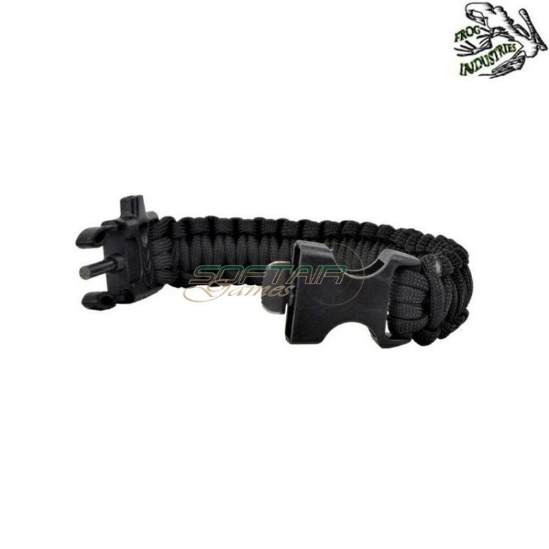 Bracciale Paracord Survival 3 In 1 Nero Frog Industries® (fi-wo-sl42b)