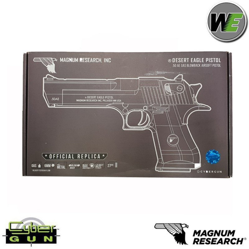 Gas Pistol Desert Eagle Silver Xix 50ae Gbb W/marking Magnum Research Inc. Cybergun We (090510)