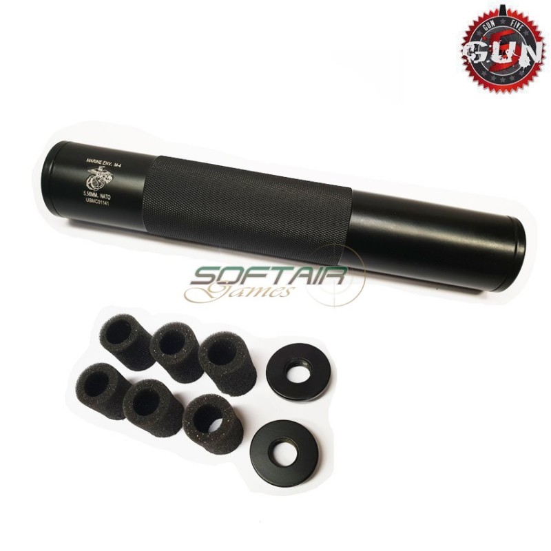 Silenziatore 14mm Cw/ccw U.s. Marine Large Type 190mm Black Gun Five (gf-sil08-bk)
