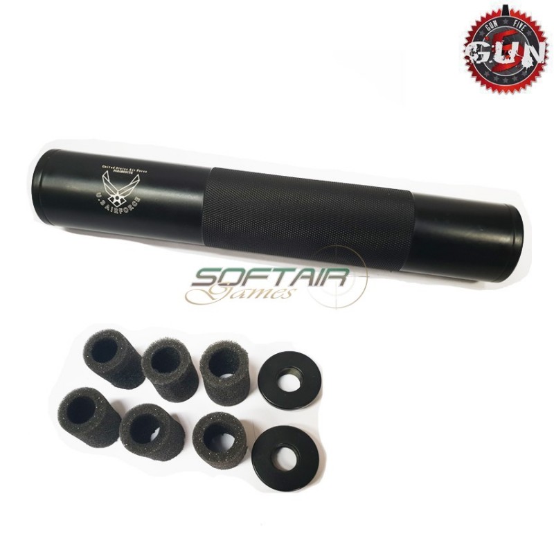Silencer 14mm Cw/ccw Air Force Type 190mm Black Gun Five (gf-sil05-bk)