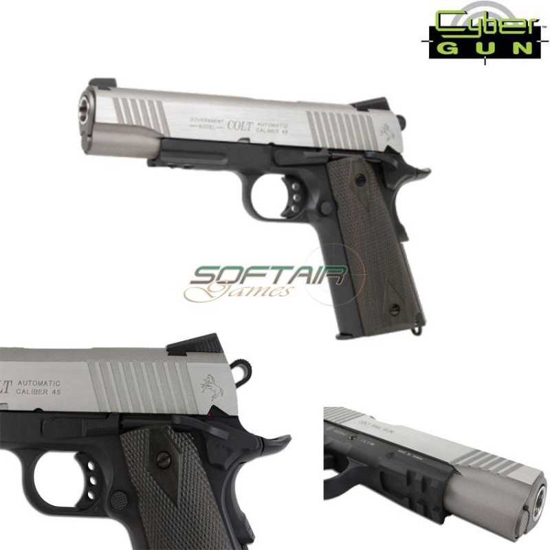 Pistola A Co2 Colt 1911 Scarrellante Full Silver Slide Cybergun (180531)
