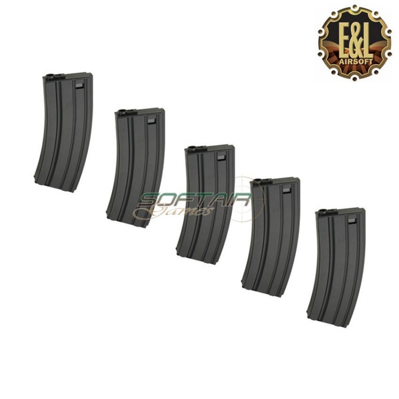 Set 5 Mid-caps Metal Magazines 120bb For M4/m16 E&l (el-011999-5)