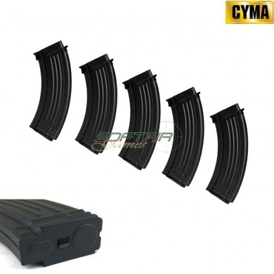 Set 5 Mid-caps Magazines 150bb Black Ak47 Style Cyma (c71-5)