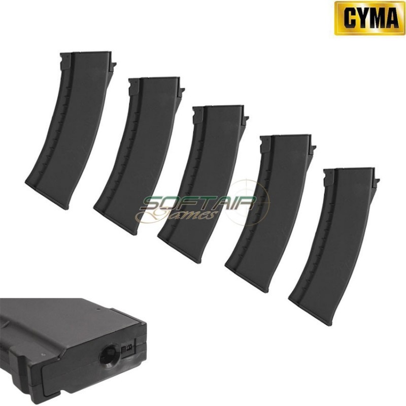 Set 5 Caricatori Monofilari 150bb Black Ak74 Style Cyma (c72-bk-5)