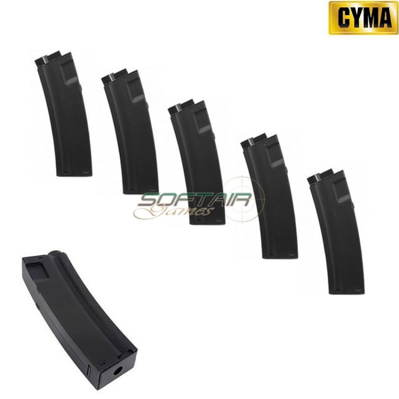 Set 5 Mid-caps Short Magazines 60bb Black For Mp5 Cyma (c73-5)