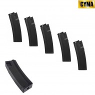 Set 5 Mid-caps Short Magazines 60bb Black For Mp5 Cyma (c73-5)