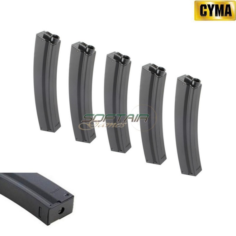 Set 5 Caricatori Monofilari 120bb Black Per Mp5 Cyma (c78-5)