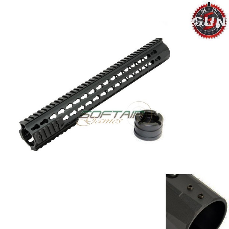 Aluminum Cnc Handguard 380mm 14.5" Urx 4 Black Gun Five (gf-062d)