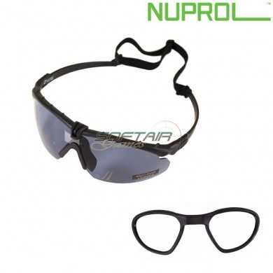 Tactical Battle Pro Eyewear Black Frame & Smoke Lense W/insert Nuprol (nu-6042-bksm-opt)