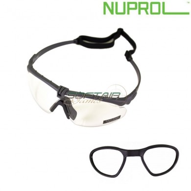 Tactical Battle Pro Eyewear Grey Frame & Clear Lense W/insert Nuprol (nu-6042-gycl-opt)